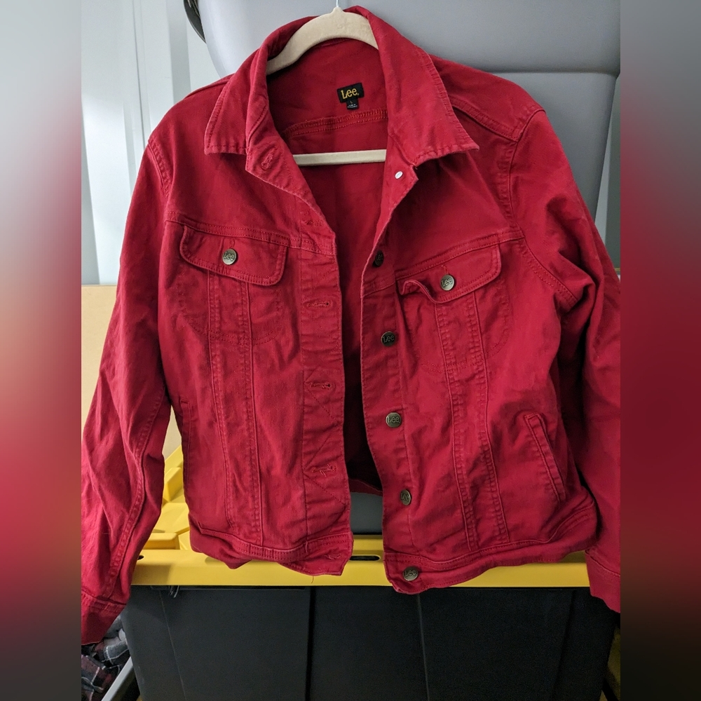 Lee Red Jean Jacket Size Large